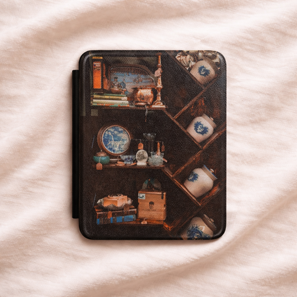 Vintage Curios Kindle Case – Antique Books & Trinkets E-Reader Cover
