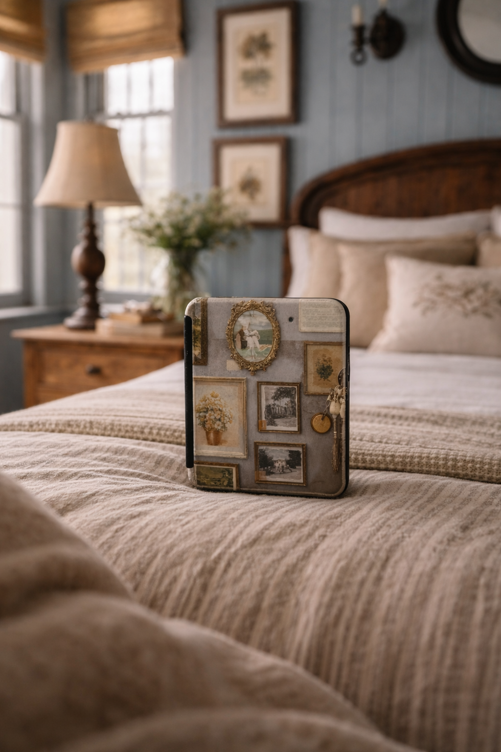 Cottagecore Vintage Gallery Kindle Case--Antique Frames & Mirror E-Reader Cover