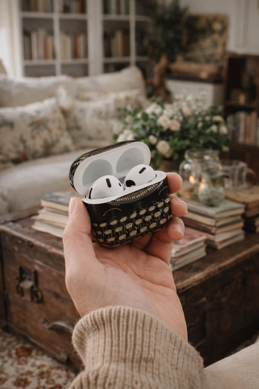 Vintage Typewriter AirPods Case – Writer Gift, Literary Earbud Cover for Book Lovers