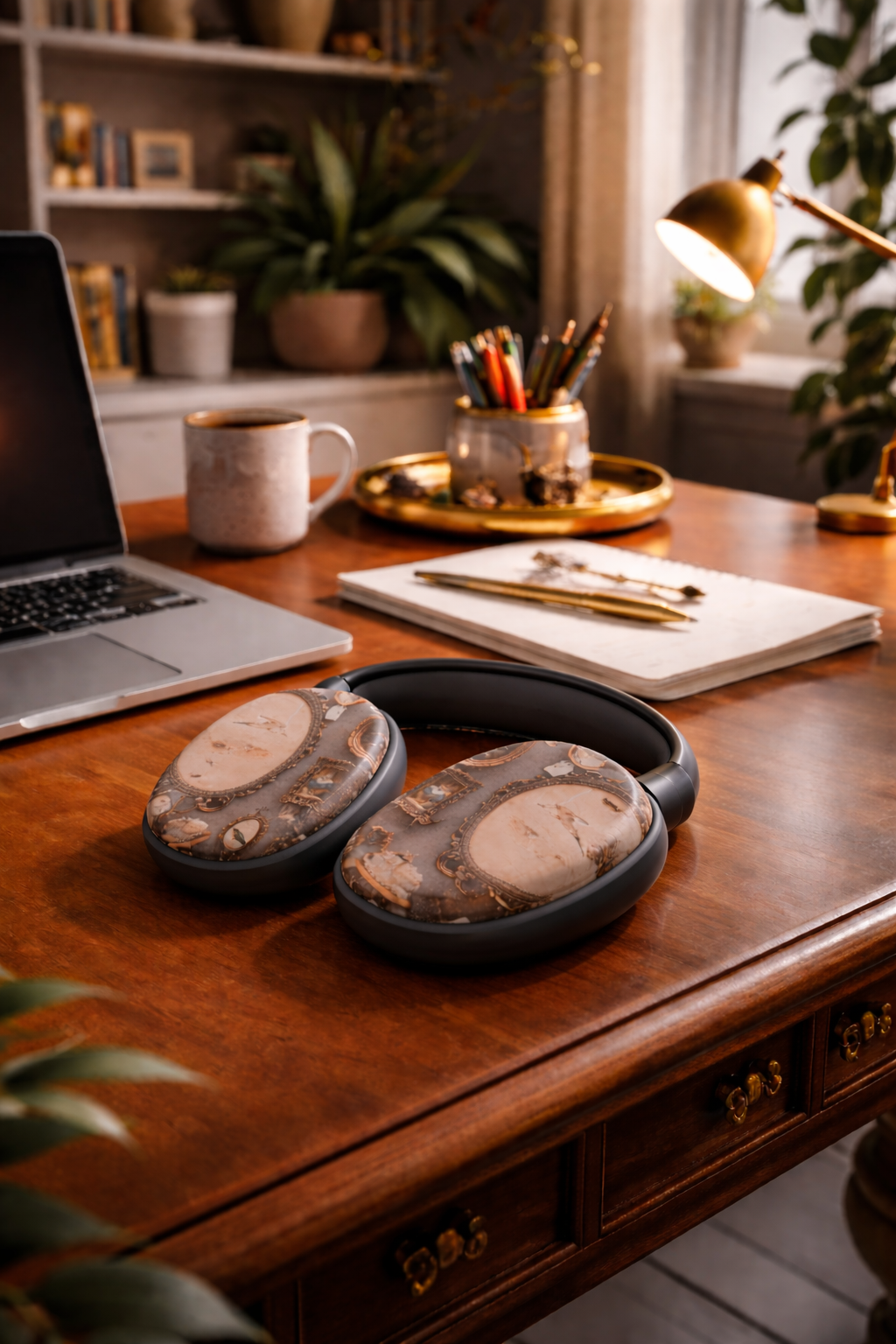 Vintage Portrait Frame AirPods Max Case, Protective Headphone Shell Cover, Antique Gallery Headphones Accessory