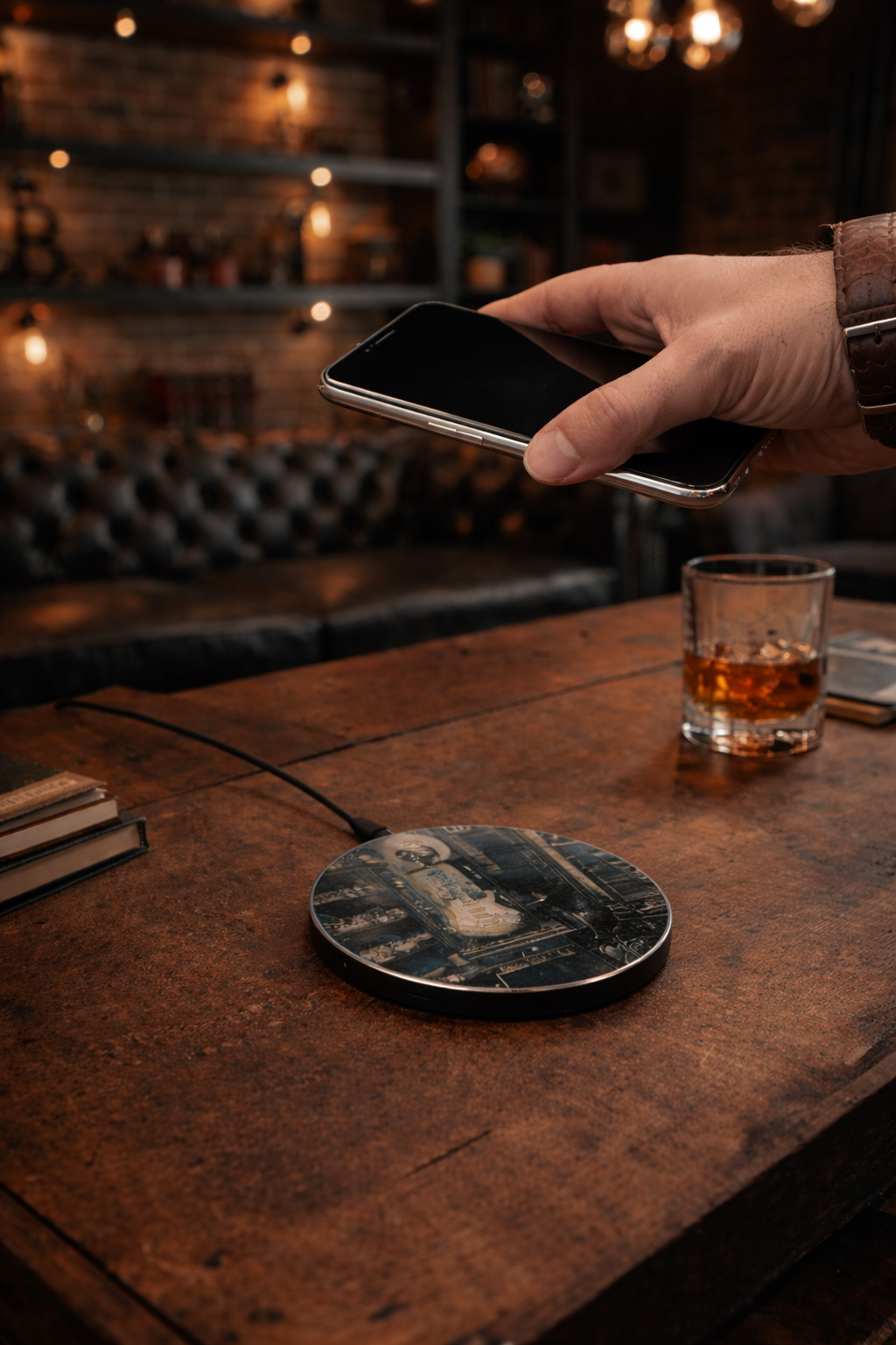 Vintage Guitar Wireless Charger – Qi Phone Charging Pad for Music Lovers, Guitar Player Desk Decor