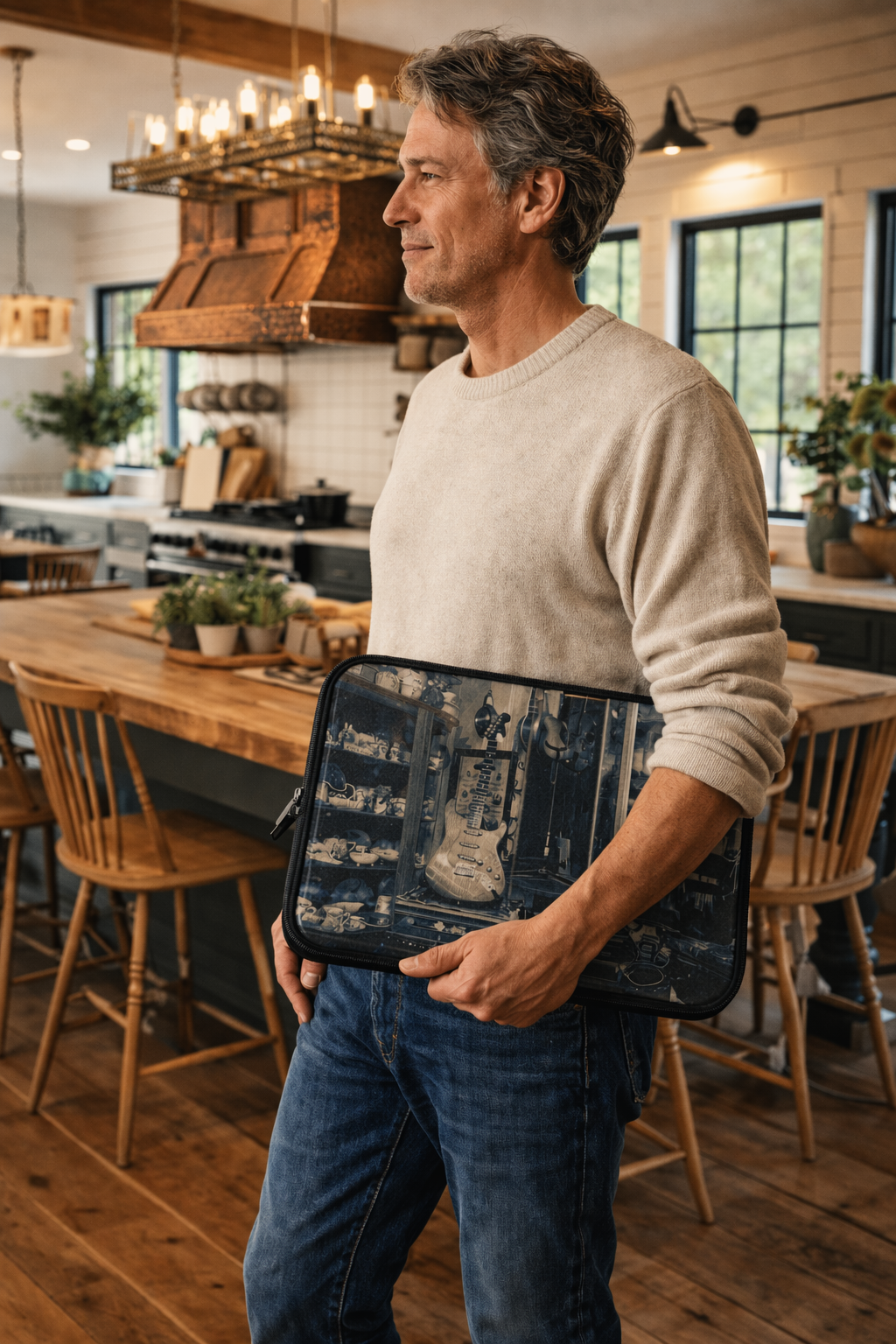 Vintage Electric Guitar Laptop Sleeve | Retro Padded Neoprene Computer Case for MacBook & Laptop