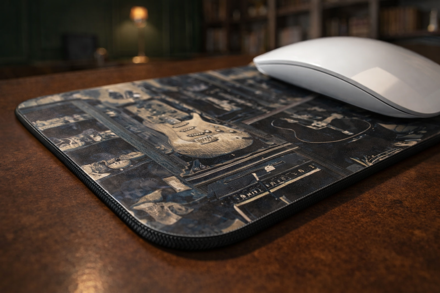 Vintage Guitar Mouse Pad, 9x8 Retro Mouse Pad, Musician Gift, Guitar Lover Desk Accessory