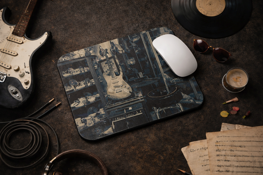 Vintage Guitar Mouse Pad, 9x8 Retro Mouse Pad, Musician Gift, Guitar Lover Desk Accessory