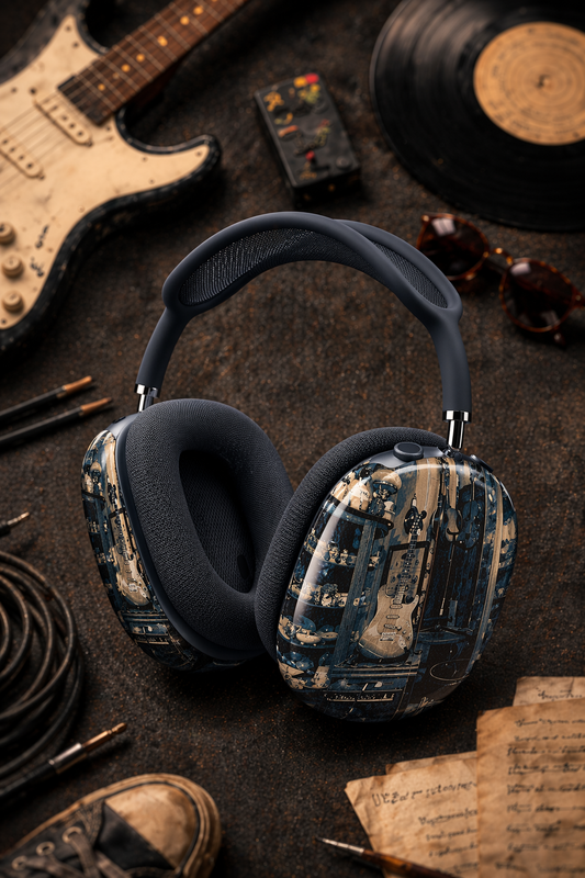 Vintage Electric Guitar AirPods Max Shell Case, Retro Headphone Cover, Musician Gift