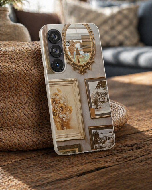 Cottagecore Vintage Art Flexi Case for iPhone, Gallery Wall Phone Case, Slim Frosted TPU Cover, Art Lover Gift