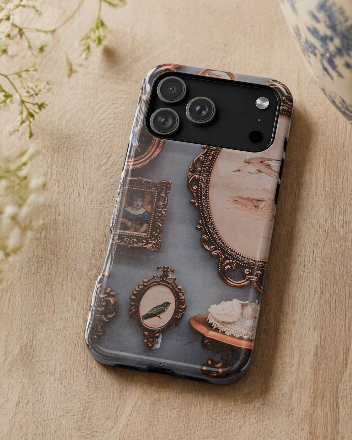 Vintage Frame Gallery Phone Case with MagSafe, Antique Wall Art Tough Case, Impact Resistant Protective Phone Cover