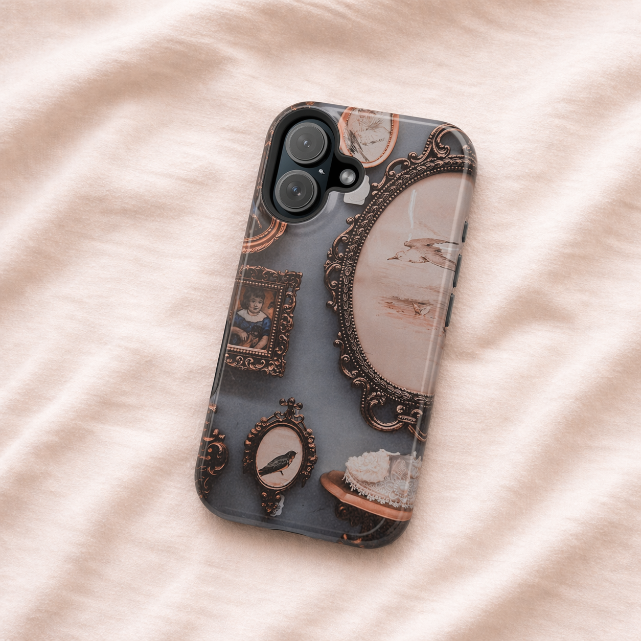 Vintage Frame Gallery Phone Case with MagSafe, Antique Wall Art Tough Case, Impact Resistant Protective Phone Cover