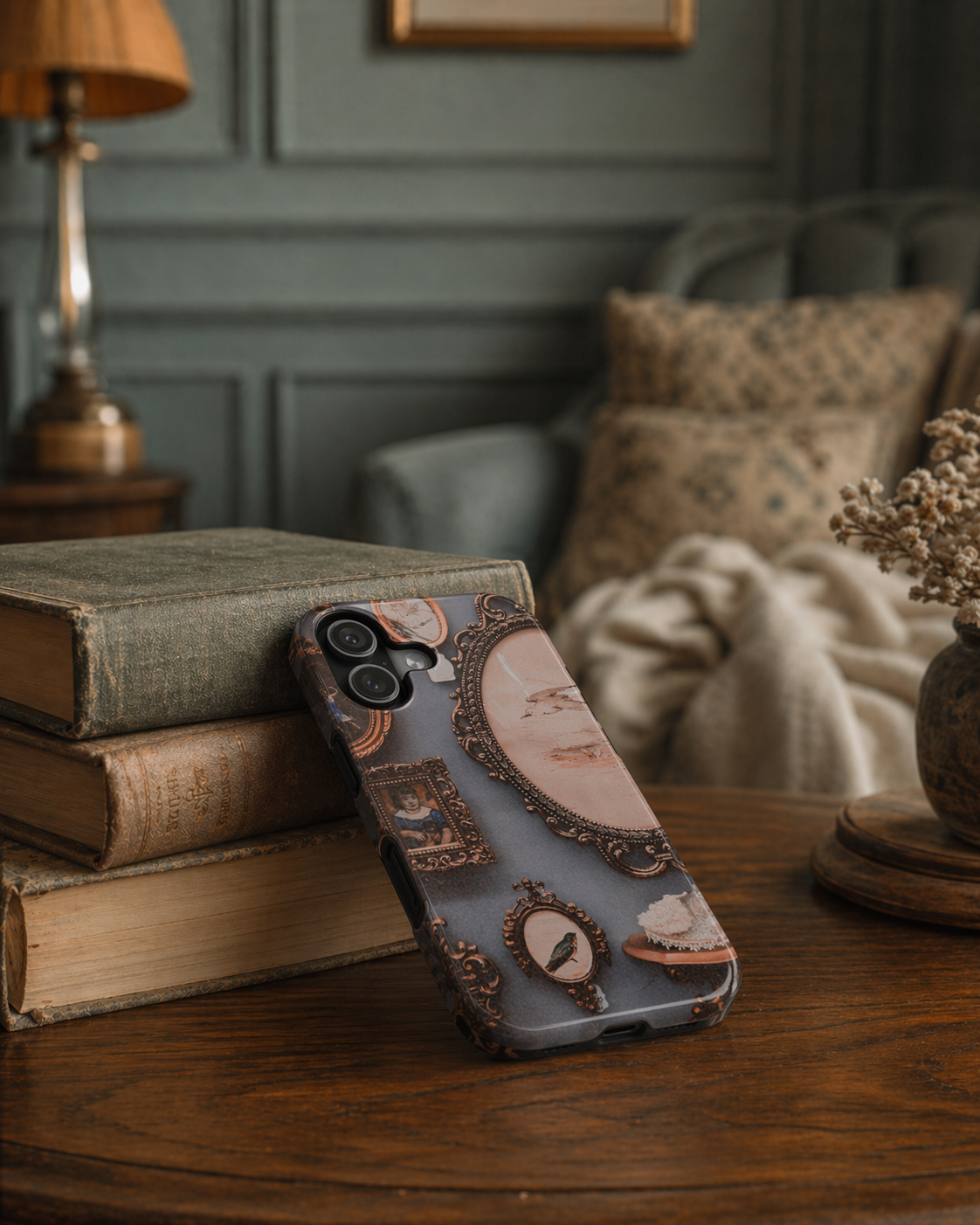 Vintage Frame Gallery Phone Case with MagSafe, Antique Wall Art Tough Case, Impact Resistant Protective Phone Cover