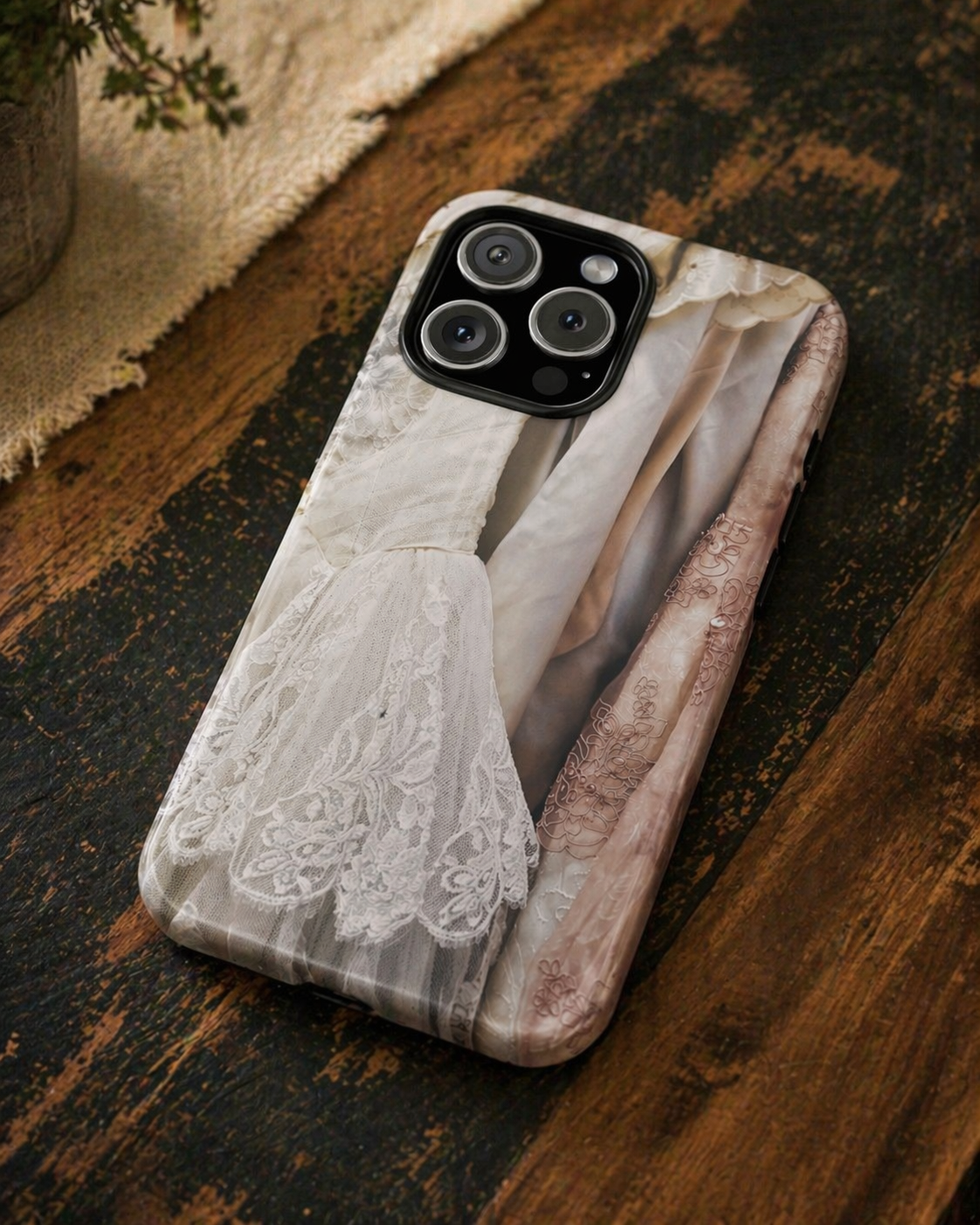 Floral Lace Bridal Magnetic Tough Phone Case for iPhone 17, 16, 15, 14 & Samsung S26, Romantic Vintage Cover