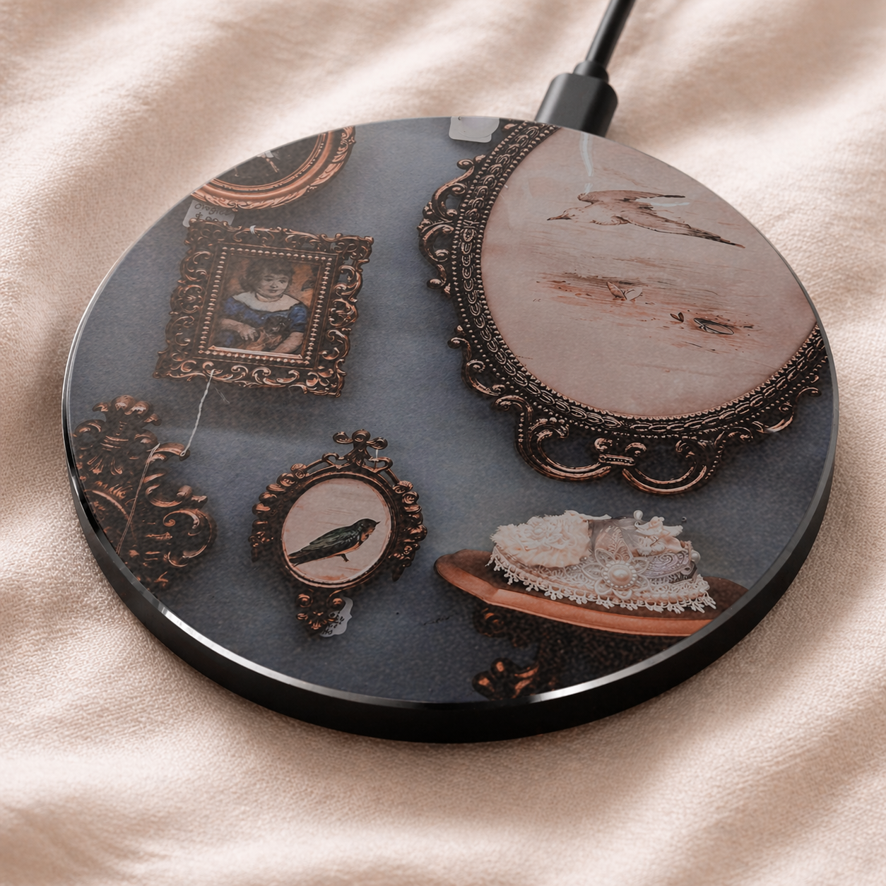 Vintage Frames Wireless Charger Pad--Victorian Gallery Qi Phone Charger