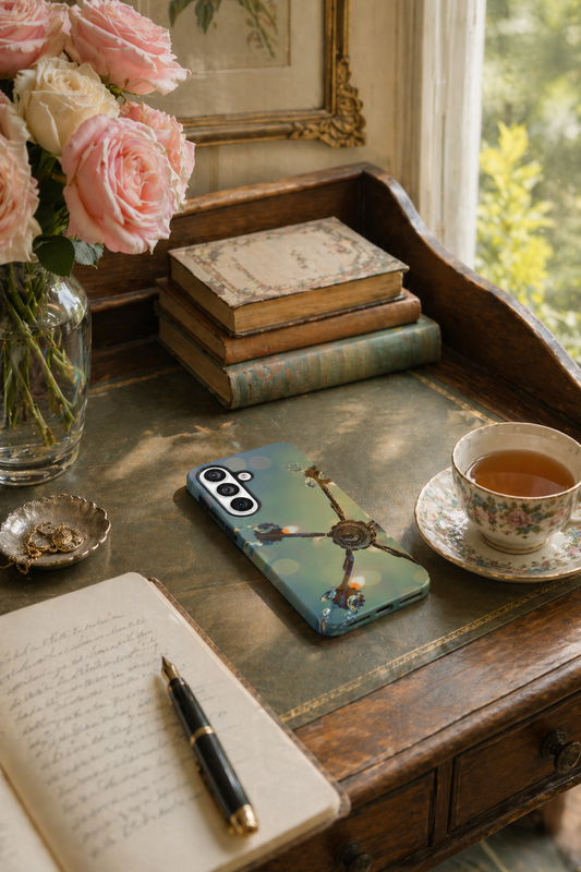 Vintage Chandelier Tough Phone Case--Teal Bokeh Crystal iPhone Cover