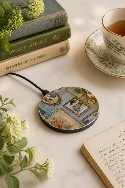 Cottagecore Wireless Charger--Vintage Gallery Wall Qi Charging Pad