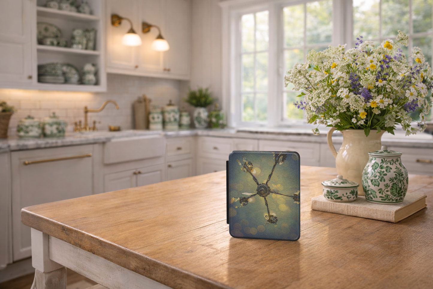 Teal Chandelier Bokeh Kindle Case for Paperwhite
