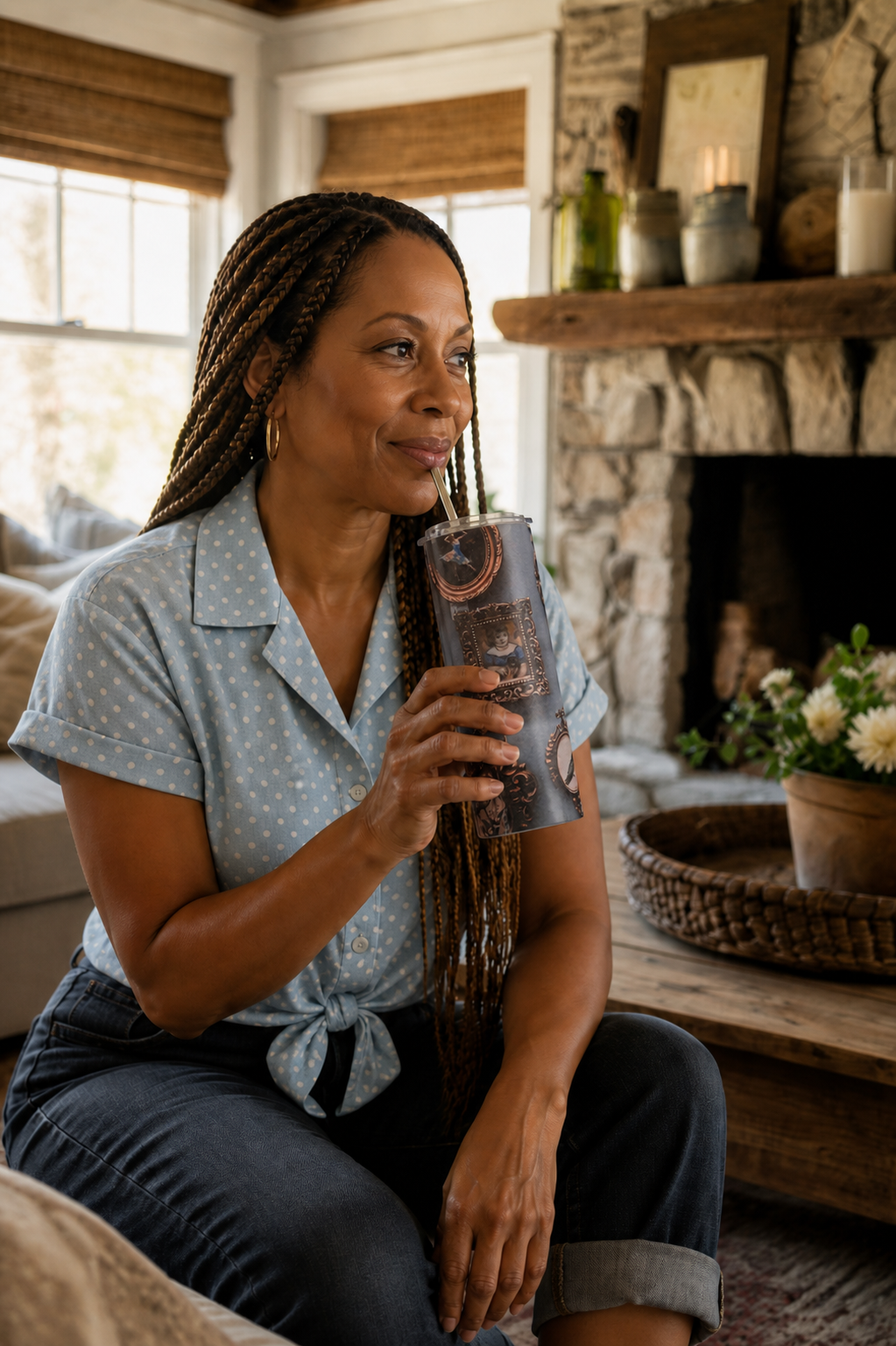 Vintage Portrait Gallery 20oz Stainless Steel Tumbler with Metal Straw | Antique Art Travel Cup