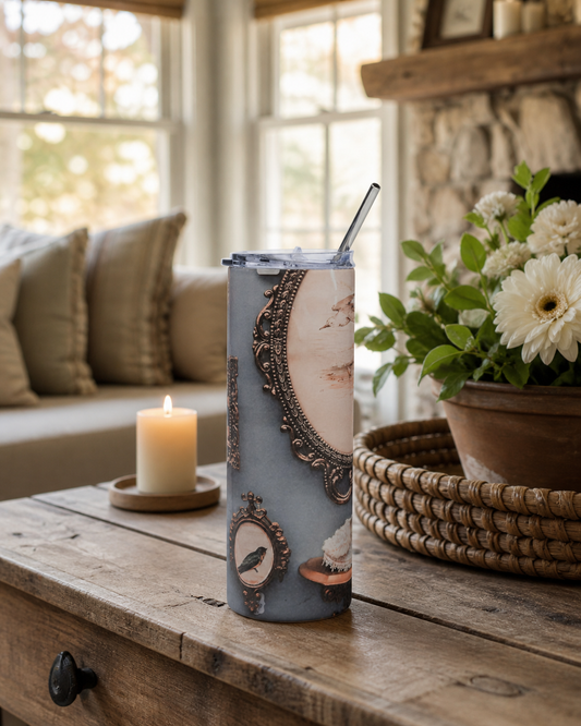 Vintage Portrait Gallery 20oz Stainless Steel Tumbler with Metal Straw | Antique Art Travel Cup