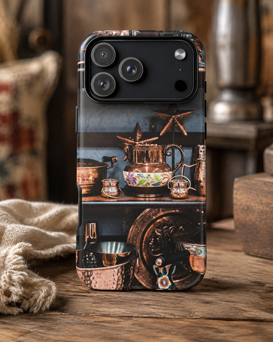 Vintage Copper Cottagecore Tough Phone Case – Farmhouse Style Protective Phone Cover