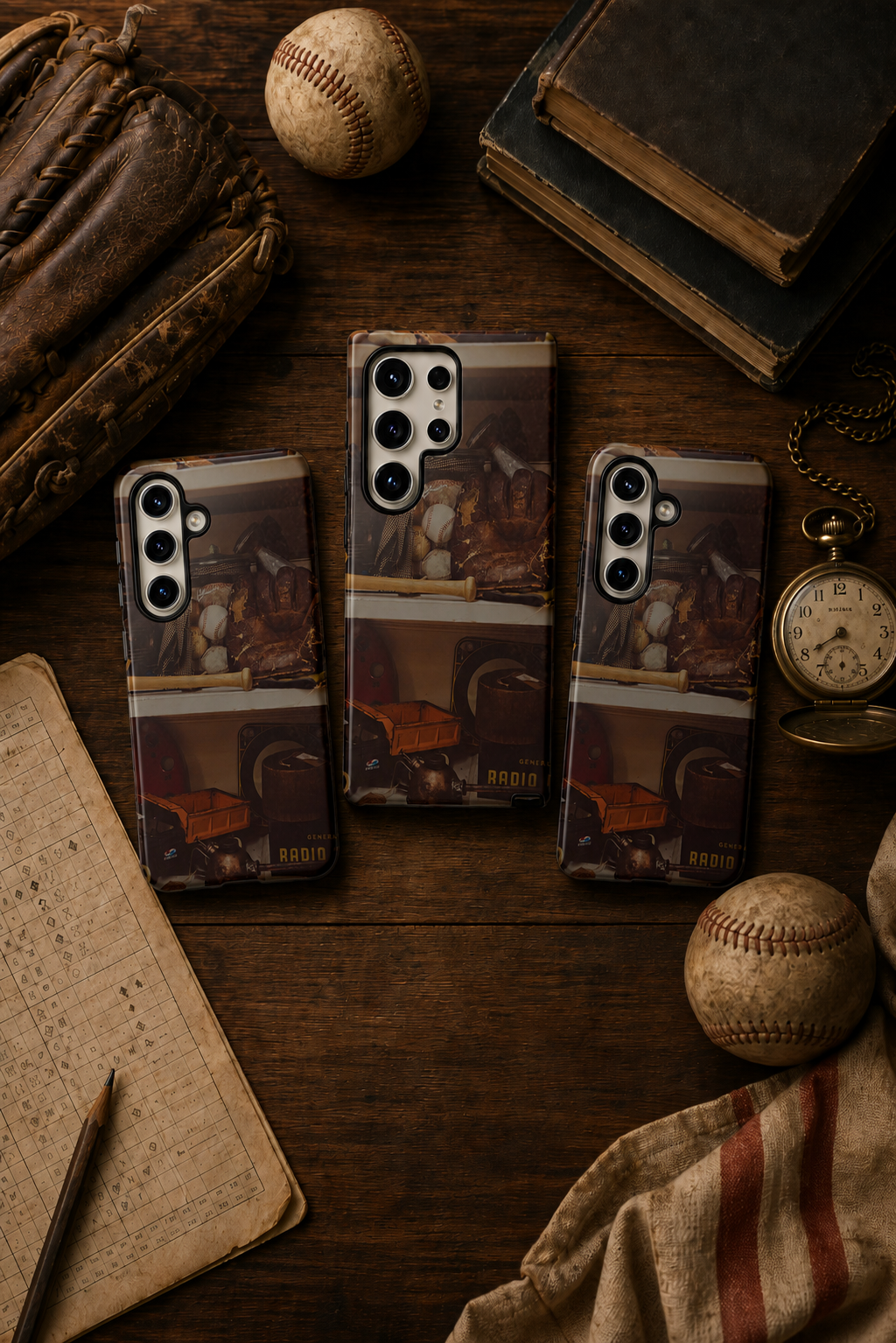 Vintage Baseball Phone Case, Father’s Day Gift for Dad from Wife or Kids, Rustic Protective iPhone & Samsung Cover
