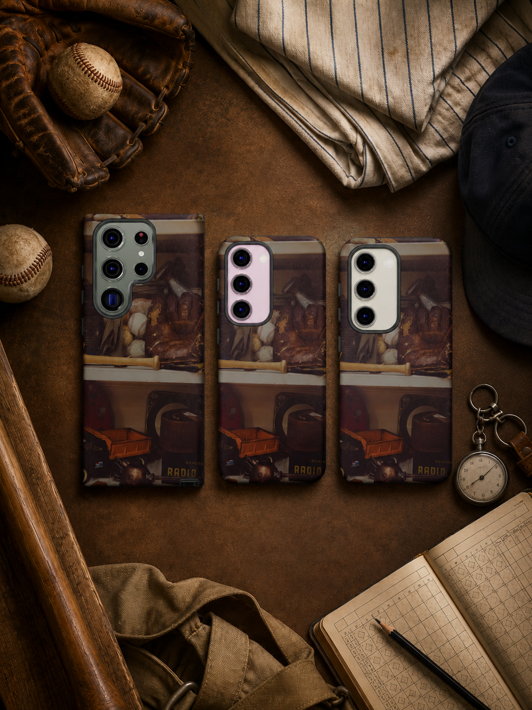 Vintage Baseball Phone Case, Father’s Day Gift for Dad from Wife or Kids, Rustic Protective iPhone & Samsung Cover