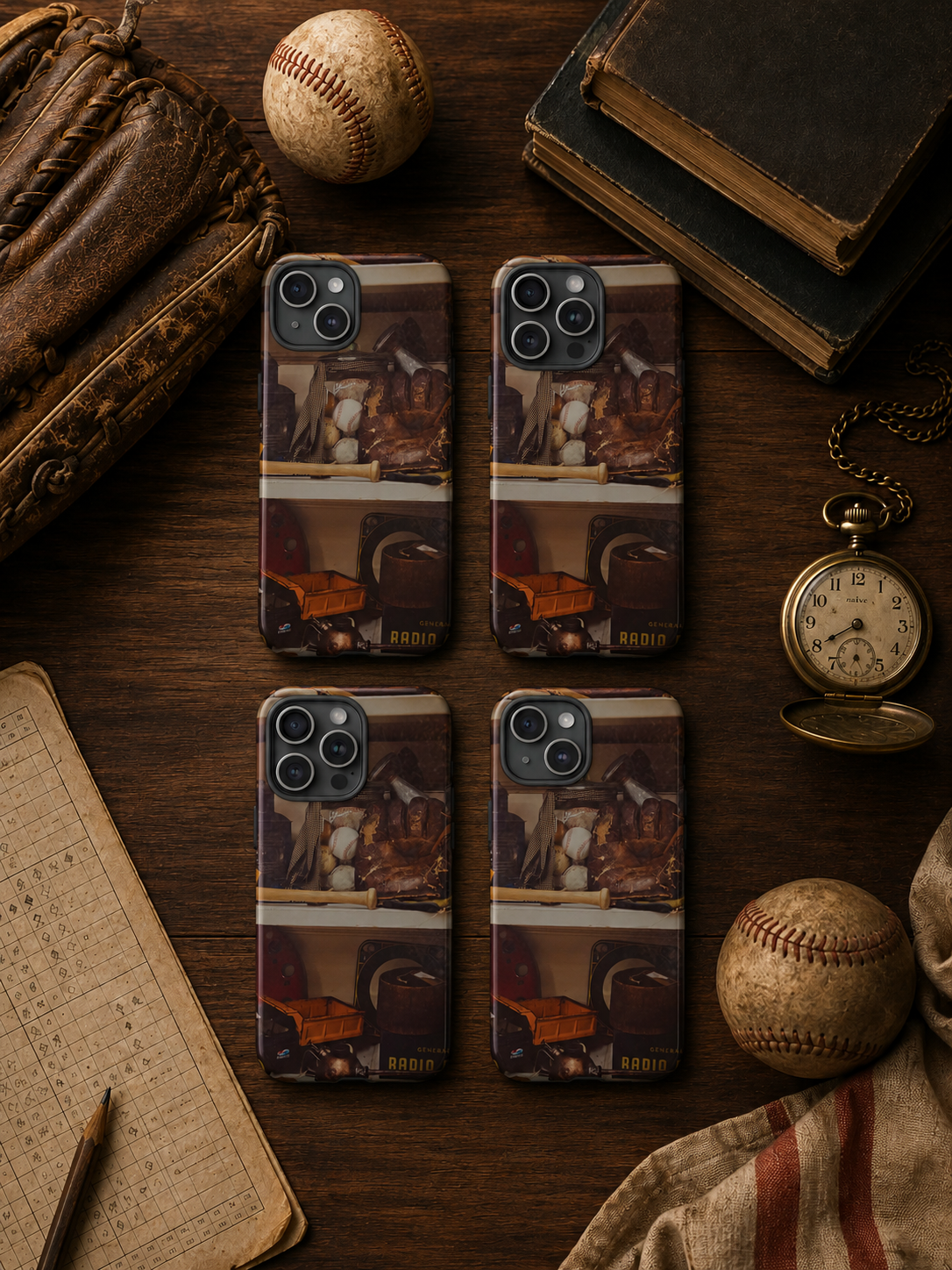 Vintage Baseball Phone Case, Father’s Day Gift for Dad from Wife or Kids, Rustic Protective iPhone & Samsung Cover
