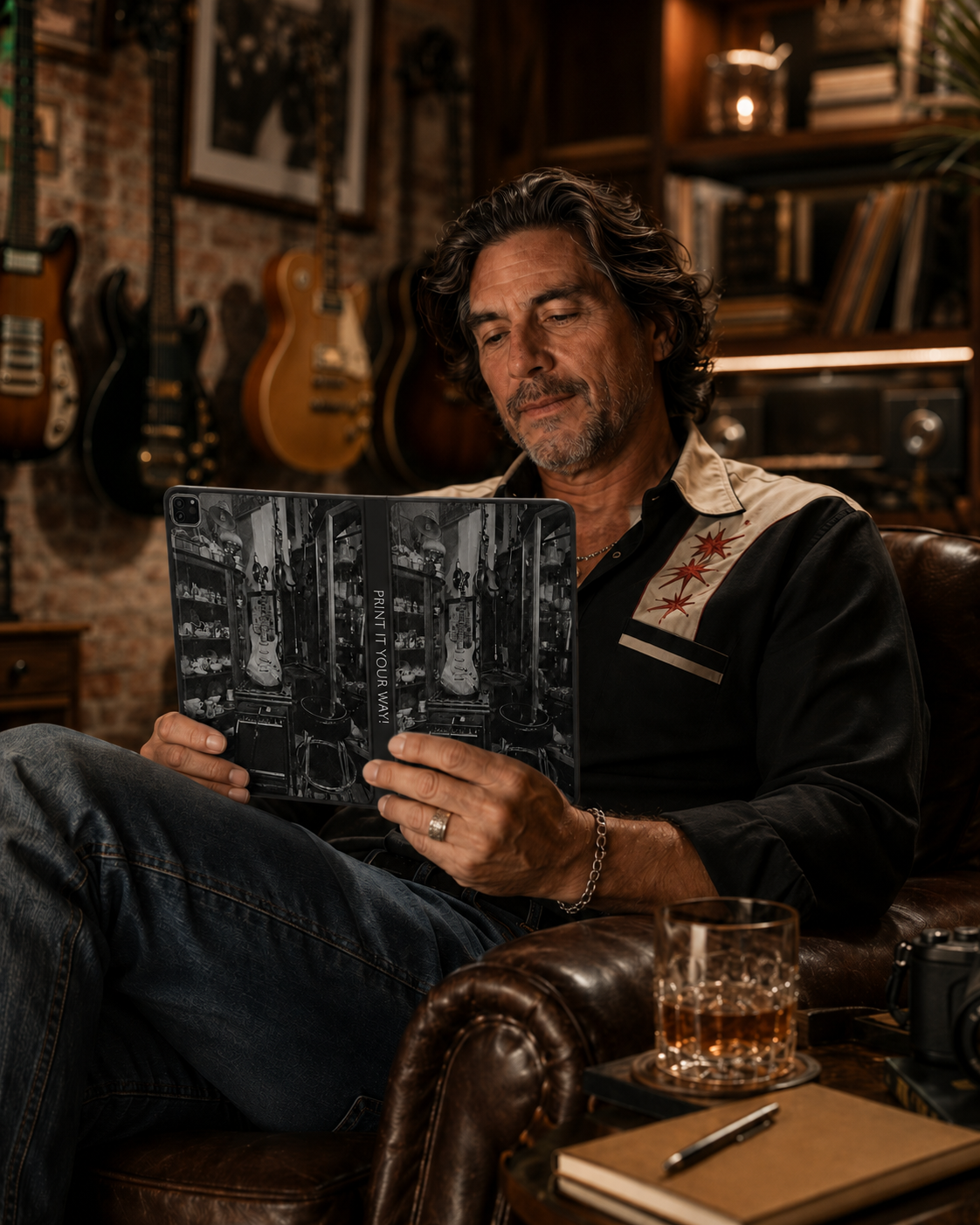 Vintage Guitar iPad Pro Folio Case, Music Lover Gift for Him