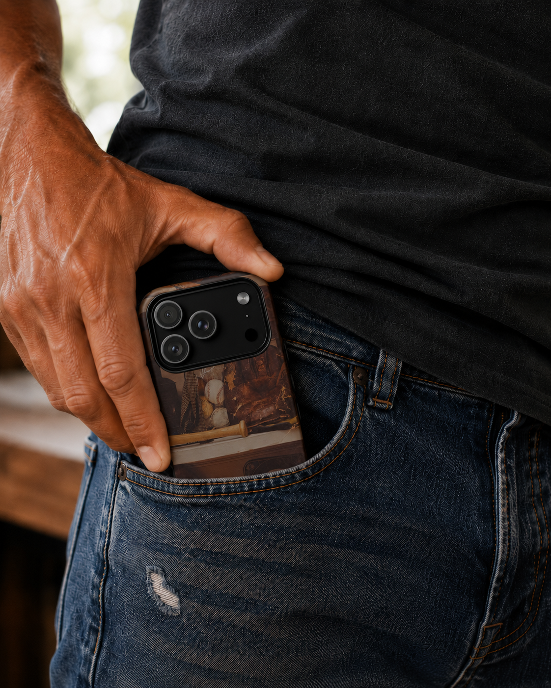Vintage Baseball Phone Case, Father’s Day Gift for Dad from Wife or Kids, Rustic Protective iPhone & Samsung Cover