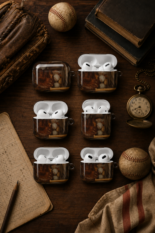 Vintage Baseball Glove & Ball AirPods Case, Retro Sports Protective Cover, Baseball Fan Gift
