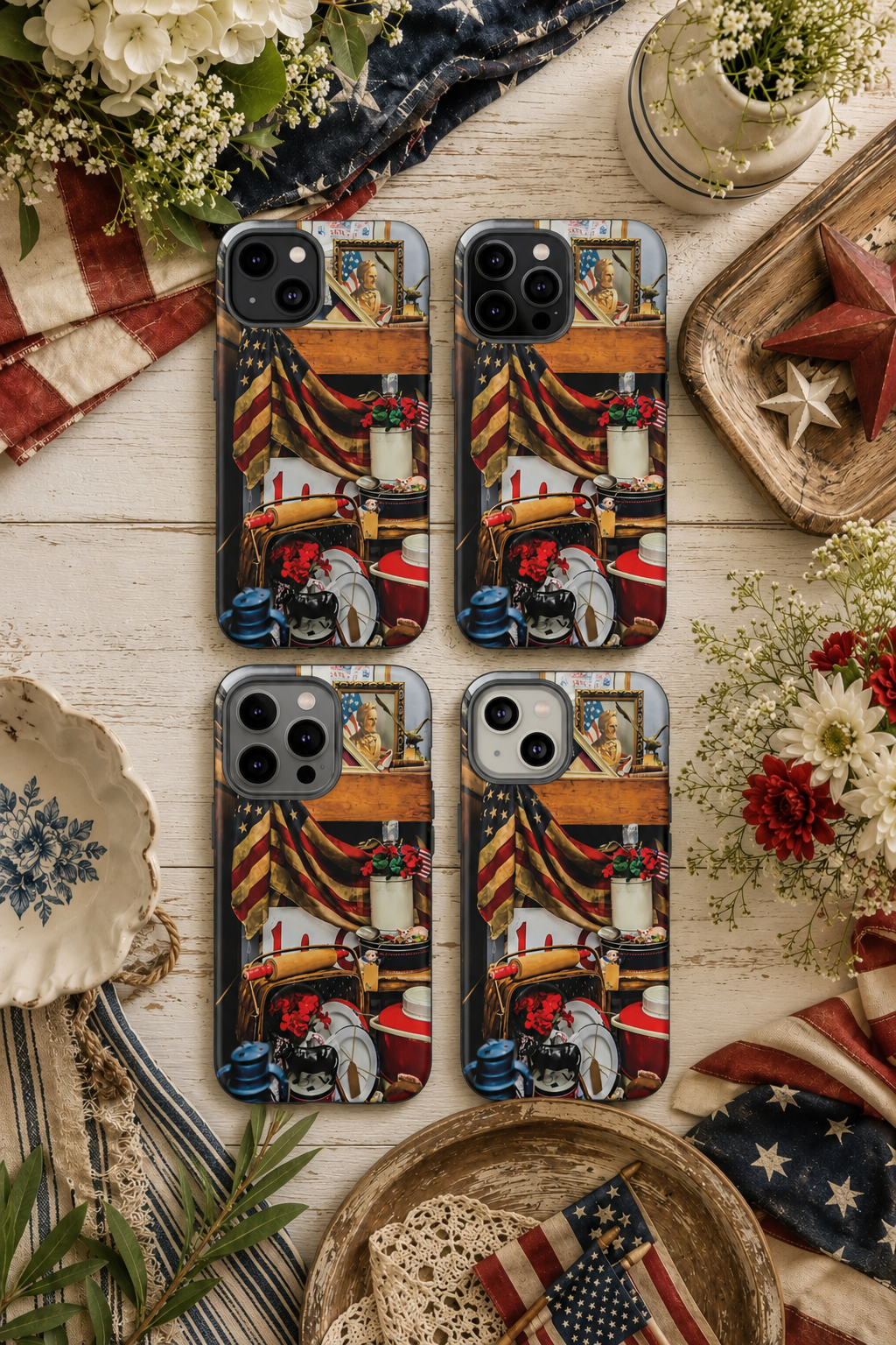 Vintage Americana Flag Tough Phone Case | Old-Soul Patriotic iPhone, Samsung & Google Pixel Cover