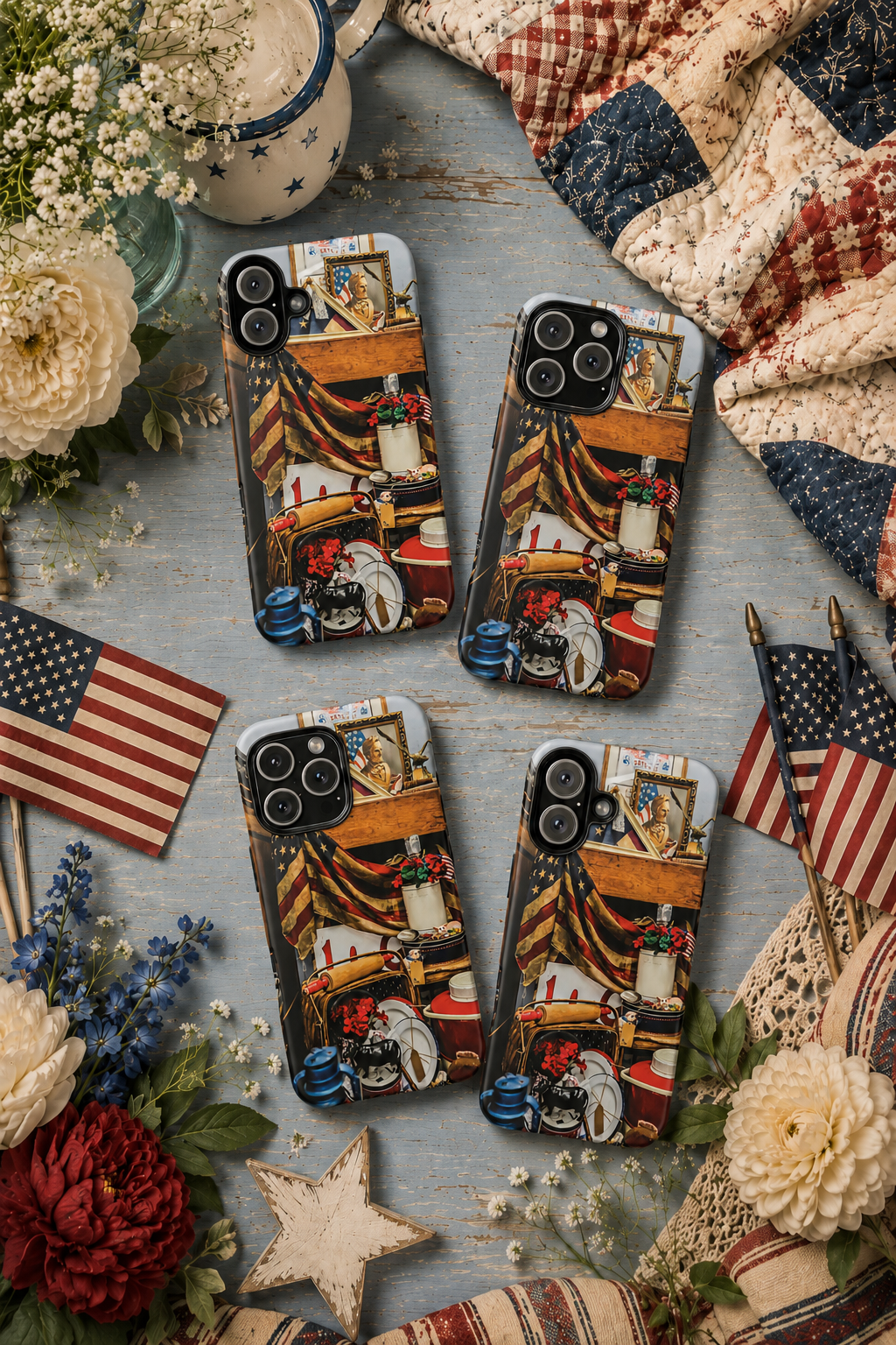 Vintage Americana Flag Tough Phone Case | Old-Soul Patriotic iPhone, Samsung & Google Pixel Cover