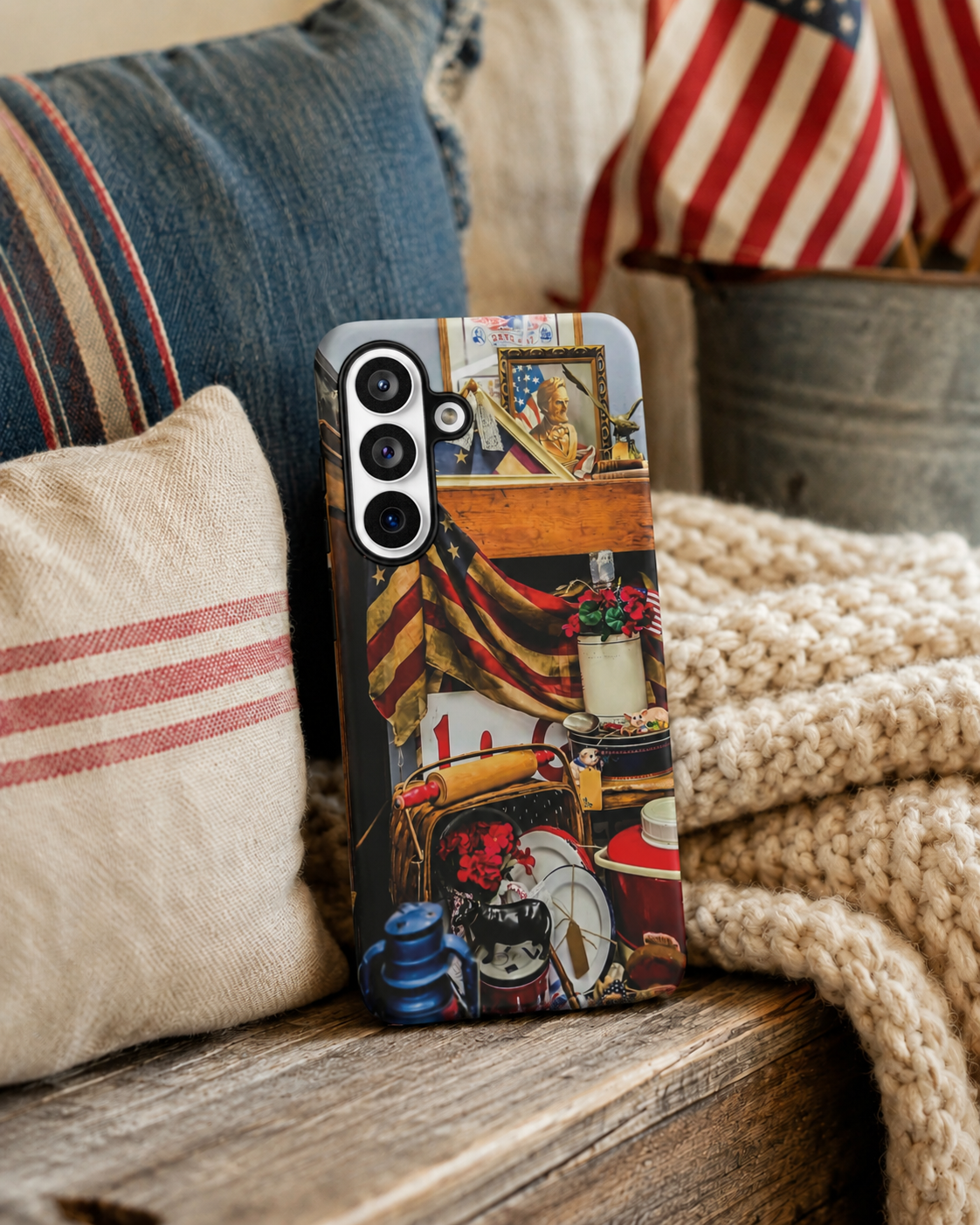 Vintage Americana Flag Tough Phone Case | Old-Soul Patriotic iPhone, Samsung & Google Pixel Cover