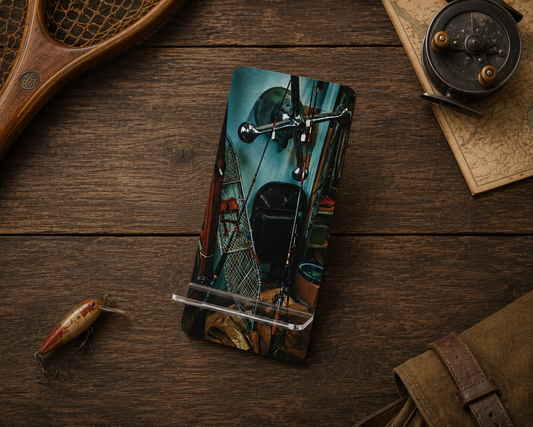 Gift For Dad Fishing Gift For Fisherman Phone Display Stand Vintage Inspired Outdoorsman Desk Accessory Gift For Him