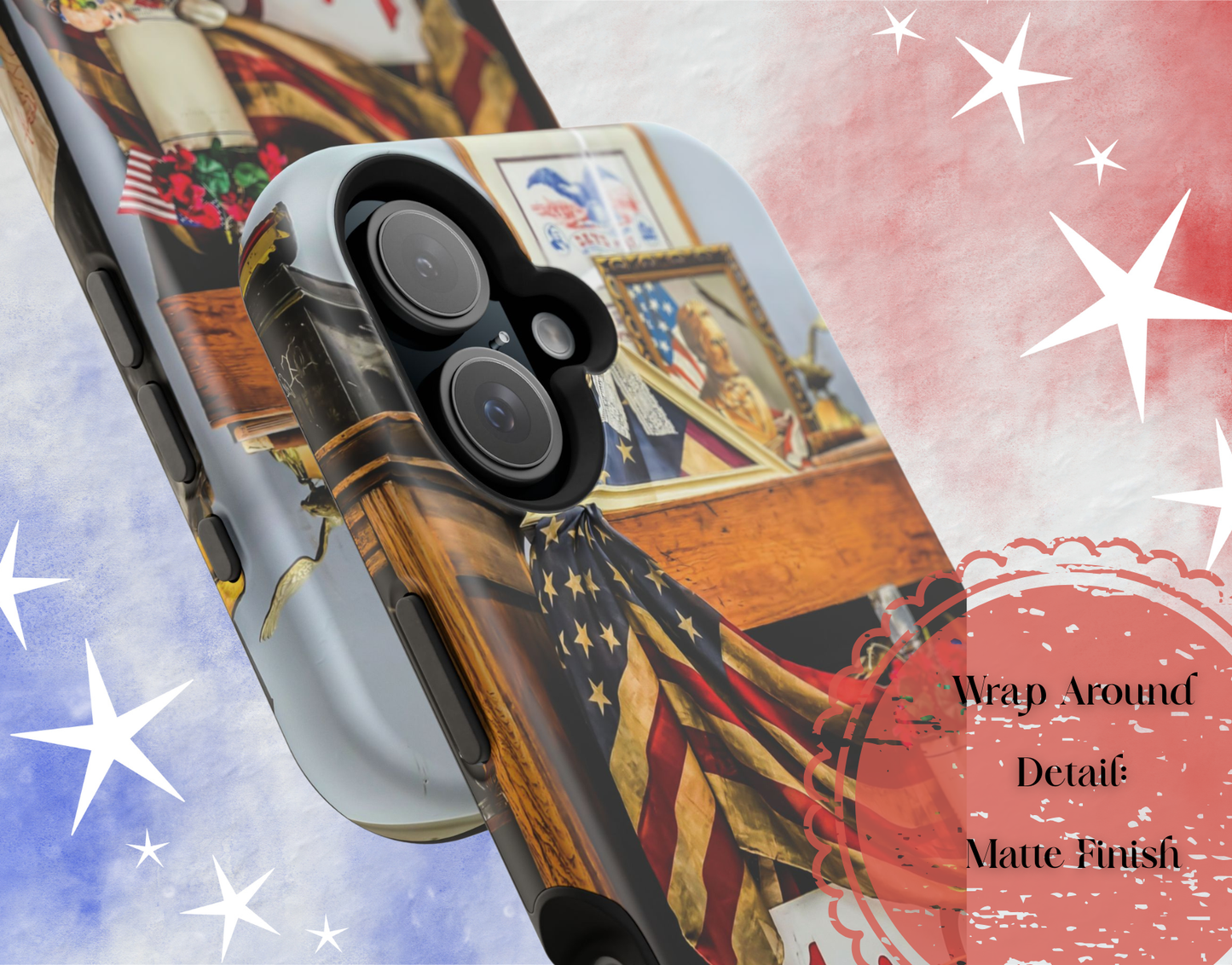 Patriotic MagSafe Phone Case American Flag Gift For Her Vintage Inspired Americana iPhone Samsung Cover America 250th
