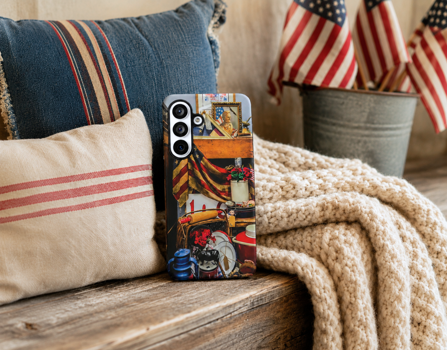 4th Of July Phone Case Gift For Her Patriotic American Flag Vintage Inspired Americana Tough iPhone Samsung Pixel Cover America 250th