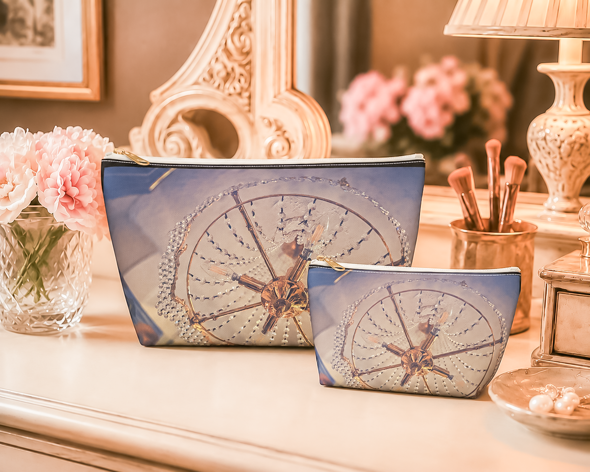 Vintage Gold Chandelier Makeup Bag & Accessory Pouch