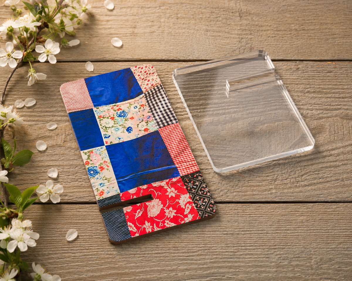 Vintage Patchwork Checker Quilt Phone Stand