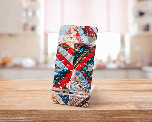 Vintage Patchwork String Quilt Phone Stand