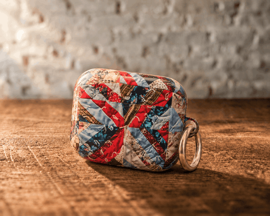 Personalized AirPods Case – Vintage Patchwork Strip Quilt