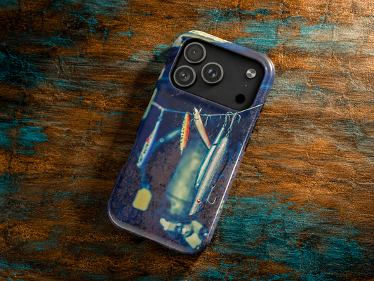 Vintage Fishing Lure Tough Phone Case – Dual-Layer Protective Cover