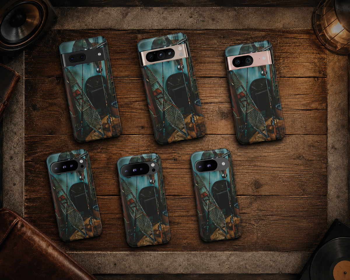 Vintage Fishing Gear Tough Phone Case – Dual-Layer Outdoorsman Cover