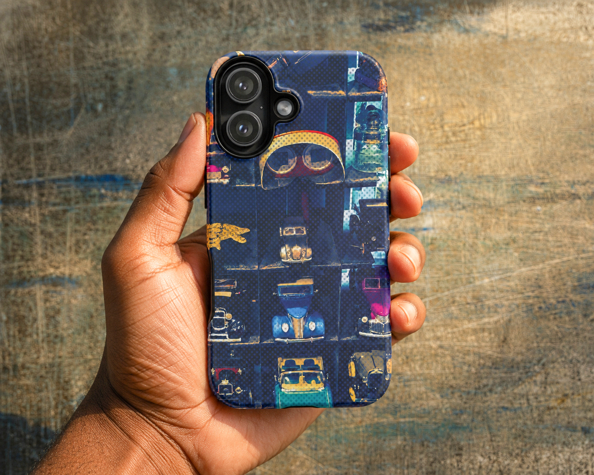 Vintage Toy Car Collector Tough Phone Case – Dual-Layer Automotive Cover