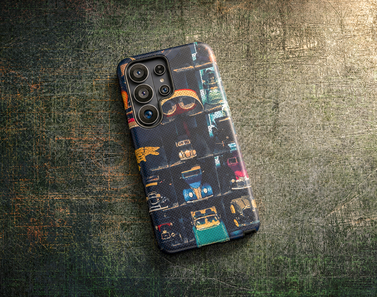 Vintage Toy Car Collector Tough Phone Case – Dual-Layer Automotive Cover
