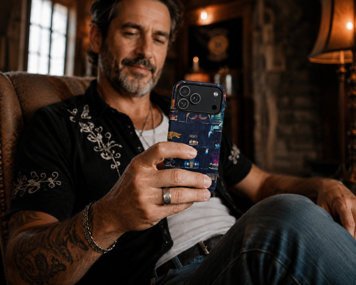 Vintage Toy Car Collector Tough Phone Case – Dual-Layer Automotive Cover