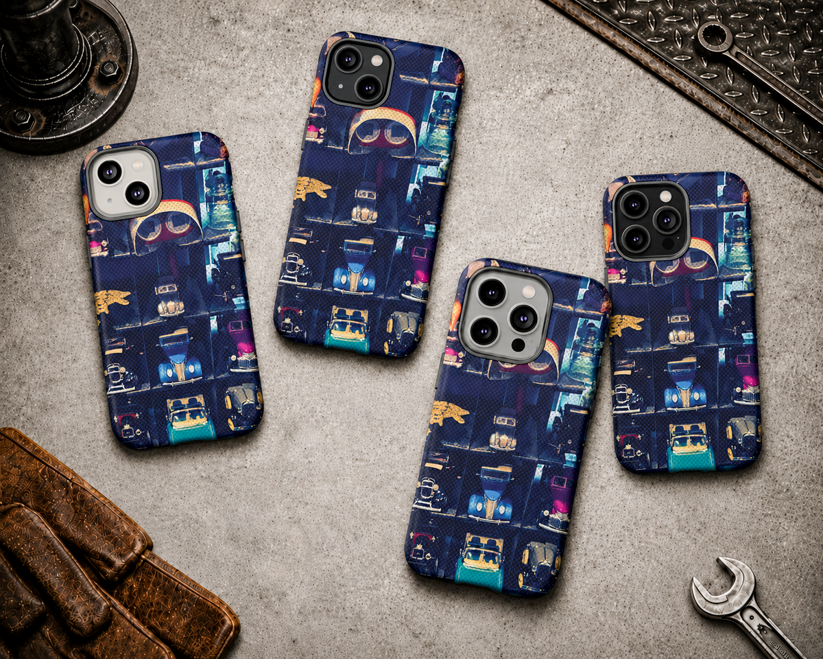 Vintage Toy Car Collector Tough Phone Case – Dual-Layer Automotive Cover
