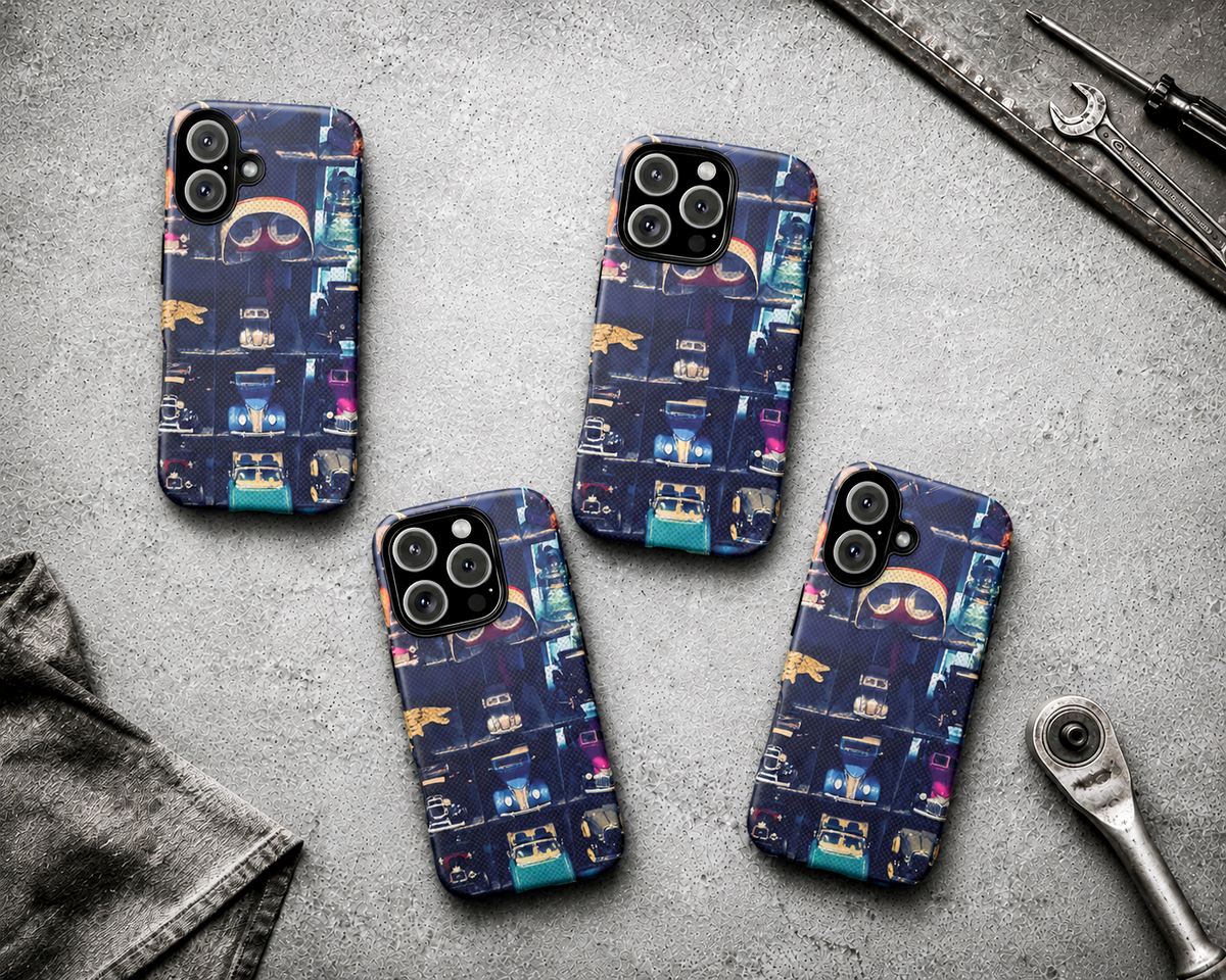 Vintage Toy Car Collector Tough Phone Case – Dual-Layer Automotive Cover