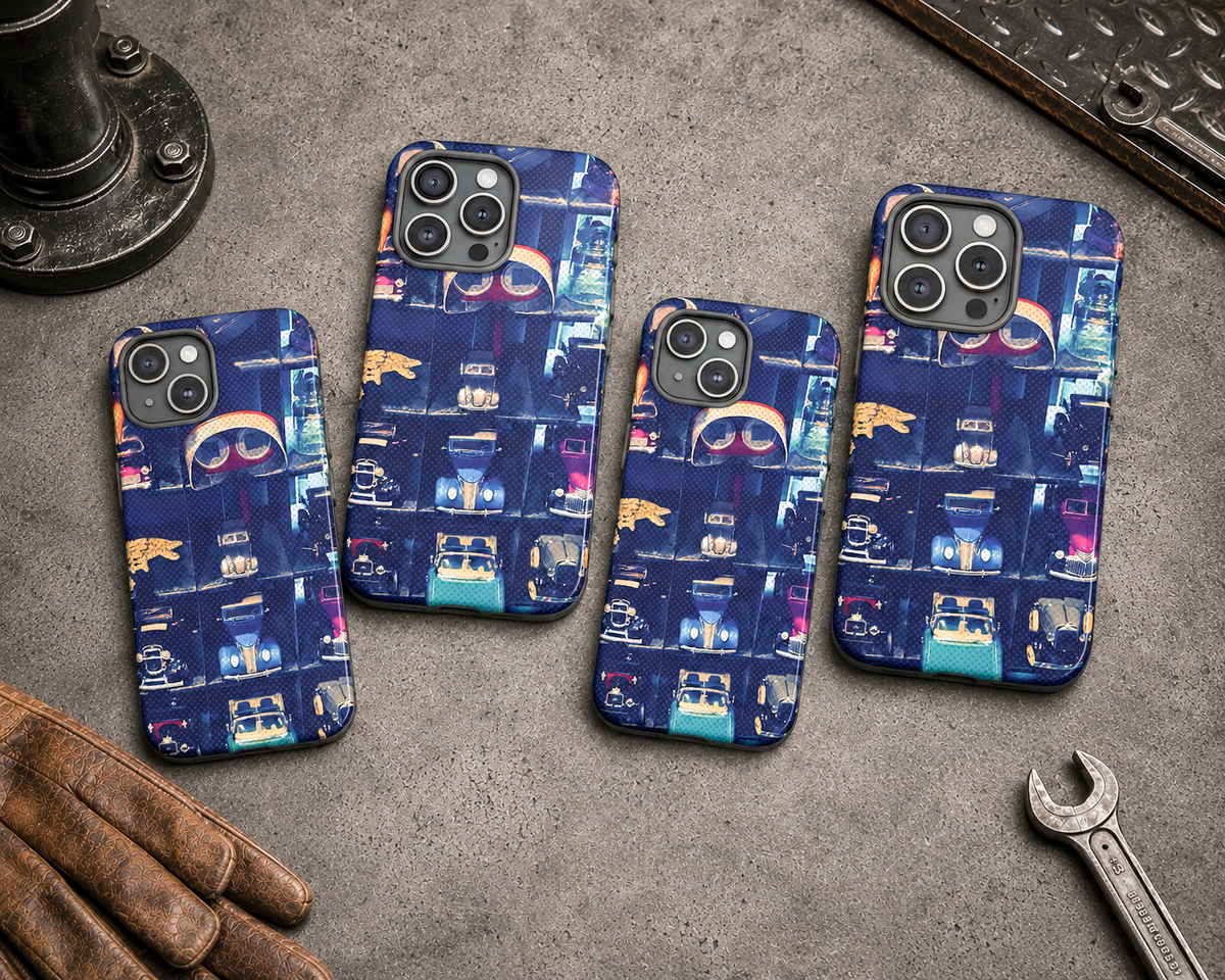 Vintage Toy Car Collector Tough Phone Case – Dual-Layer Automotive Cover