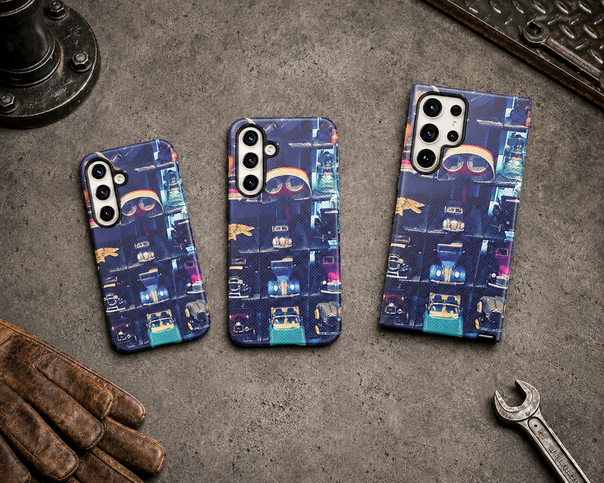 Vintage Toy Car Collector Tough Phone Case – Dual-Layer Automotive Cover