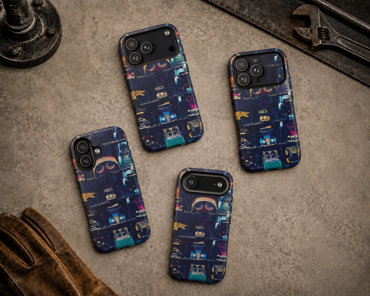 Vintage Toy Car Collector Tough Phone Case – Dual-Layer Automotive Cover