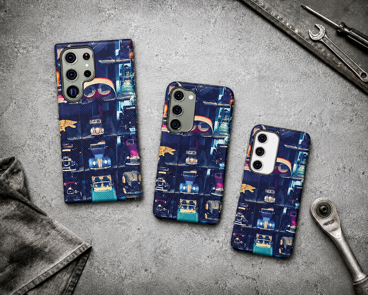Vintage Toy Car Collector Tough Phone Case – Dual-Layer Automotive Cover