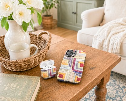 Vintage Log Cabin Quilt AirPods & AirPods Pro Case – Protective Cover
