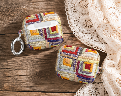 Vintage Log Cabin Quilt AirPods & AirPods Pro Case – Protective Cover